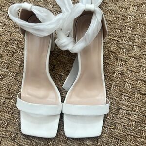 Silk wrap white heels
